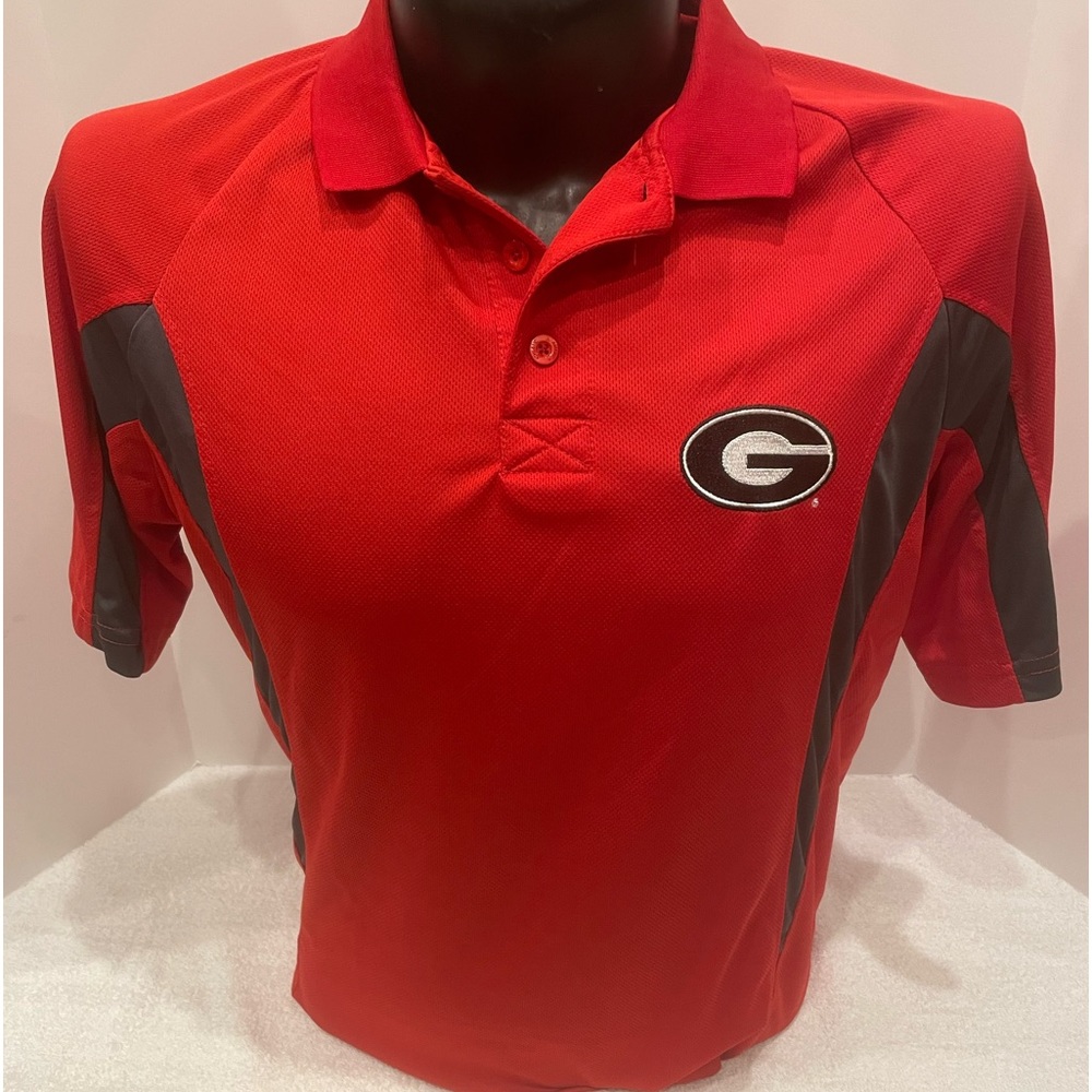 Mens Sz L University of Georgia Bulldogs collard polo short sleeve shirt.